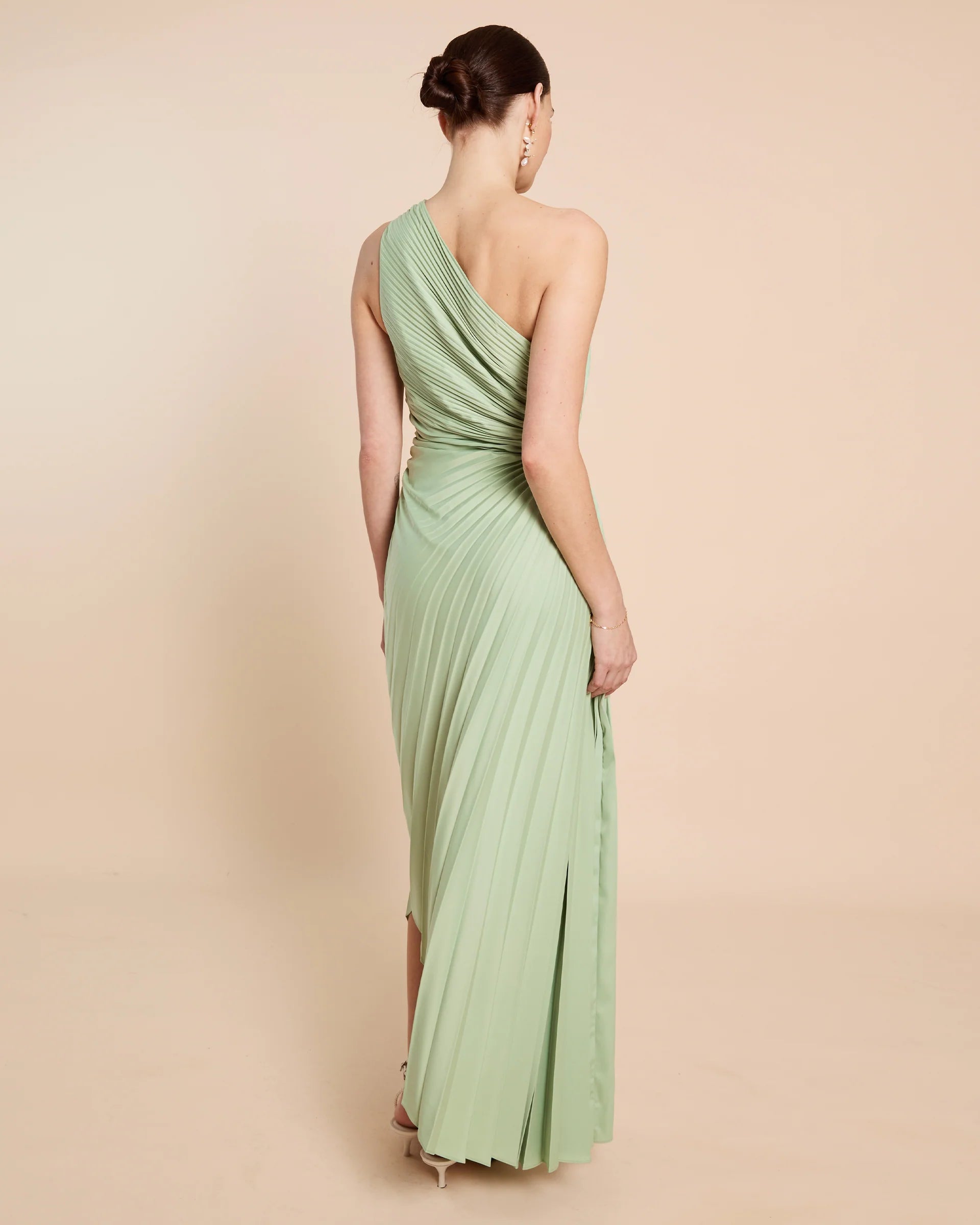 Weitese Dress Fashion One Shoulder Evening Dress Sleeveless Cutout Waist Solid Color A-line Prom Dress